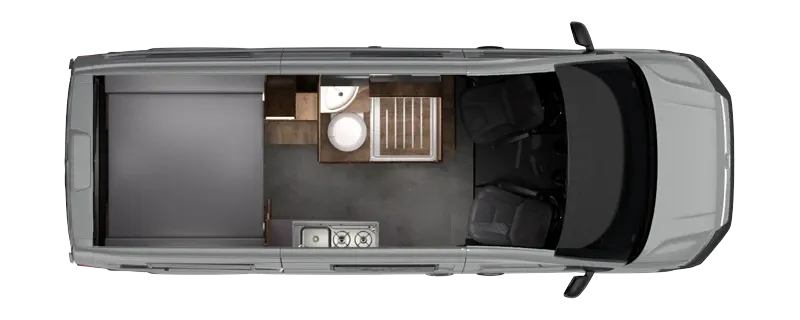 Mega Mobil Classic 600 S Lounge Layout showing Bed