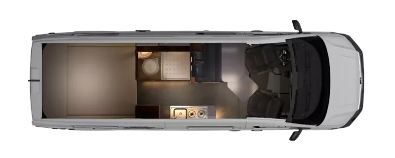 Mega Mobil Lounge 680 S Layout showing Bed